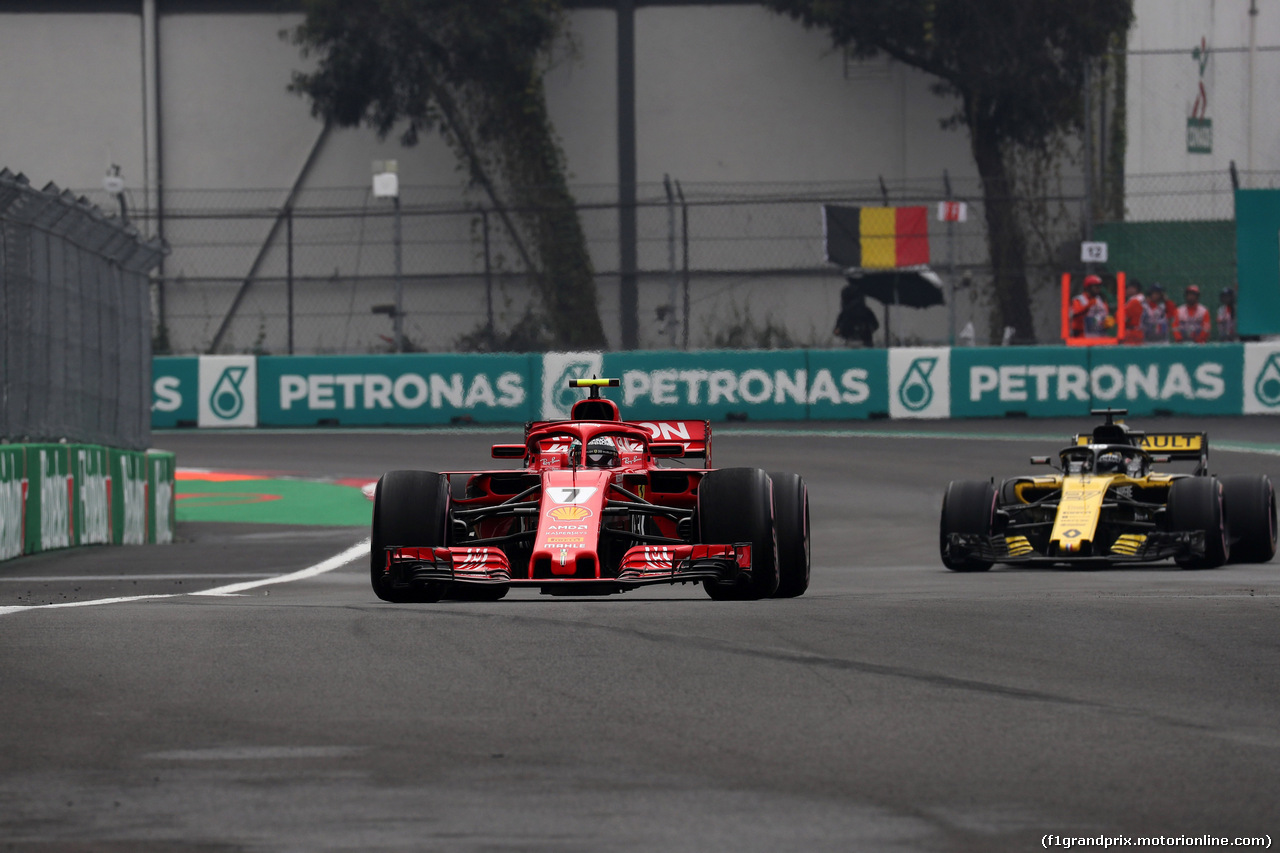 GP MESSICO, 27.10.2018 - Prove Libere 3, Kimi Raikkonen (FIN) Ferrari SF71H e Nico Hulkenberg (GER) Renault Sport F1 Team RS18