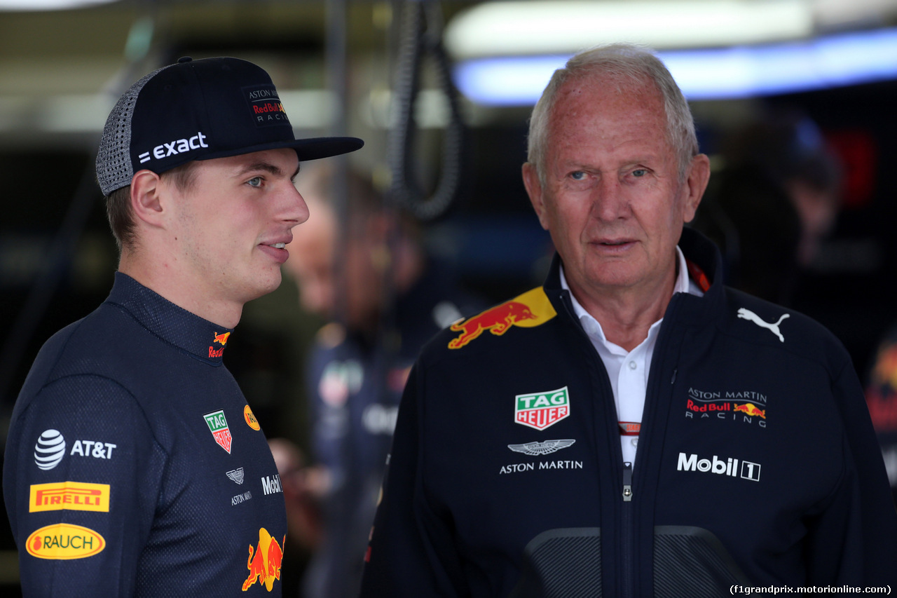 GP MESSICO, 27.10.2018 - Prove Libere 3, Max Verstappen (NED) Red Bull Racing RB14 e Helmut Marko (AUT), Red Bull Racing, Red Bull Advisor