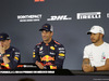 GP MESSICO, 27.10.2018 - Qualifiche, Conferenza Stampa, Max Verstappen (NED) Red Bull Racing RB14, Daniel Ricciardo (AUS) Red Bull Racing RB14 e Lewis Hamilton (GBR) Mercedes AMG F1 W09