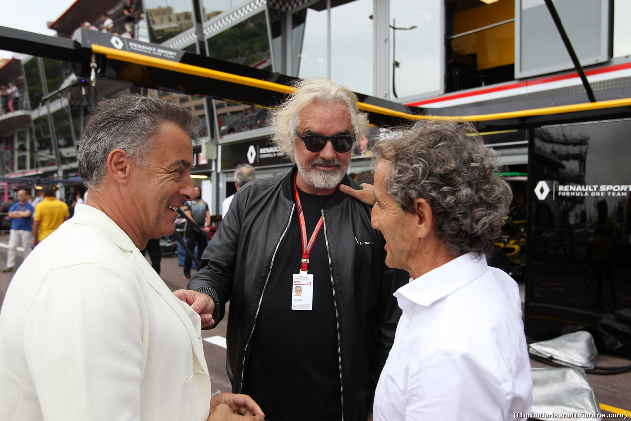 GP MONACO, 27.05.2018 - Gara, Jean Alesi (FRA), Flavio Briatore (ITA) e Alain Prost (FRA) Renault Sport F1 Team Special Advisor