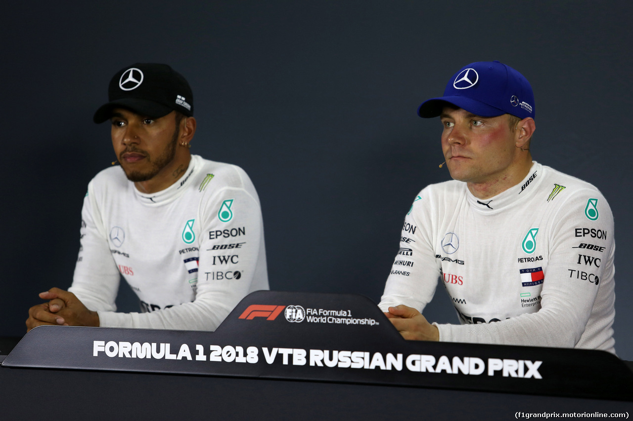 GP RUSSIA, 29.09.2018 - Qualifiche, Conferenza Stampa, Lewis Hamilton (GBR) Mercedes AMG F1 W09 e Valtteri Bottas (FIN) Mercedes AMG F1 W09