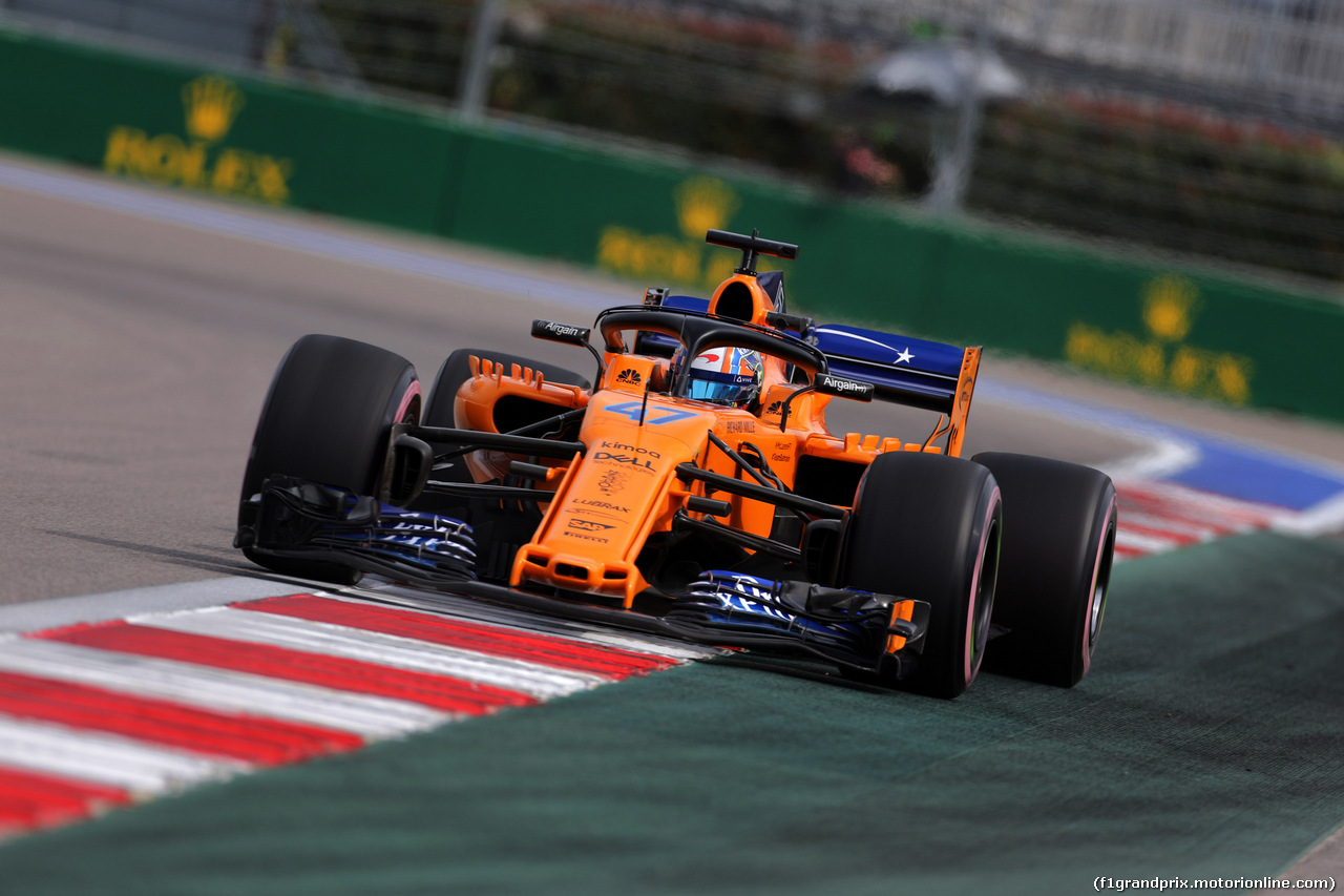 GP RUSSIA, 28.09.2018 - Prove Libere 1, Lando Norris (GBR) Test Driver, McLaren MCL3