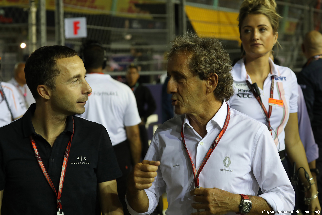 GP SINGAPORE, 16.09.2018 - Gara, Nicola Todt (FRA) e Alain Prost (FRA) Renault Sport F1 Team Special Advisor