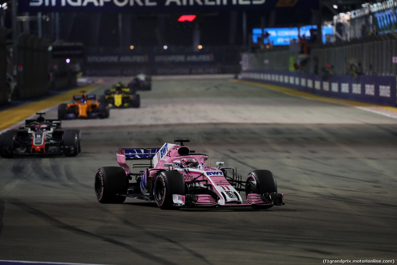 GP SINGAPORE, 16.09.2018 - Gara, Sergio Perez (MEX) Racing Point Force India F1 VJM11