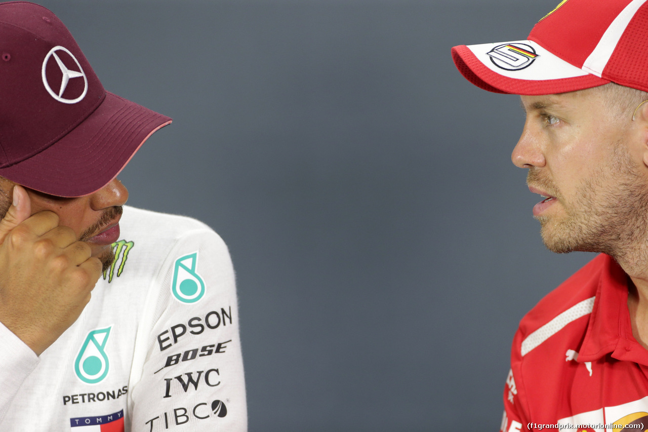 GP SINGAPORE, 16.09.2018 - Gara, Conferenza Stampa, Lewis Hamilton (GBR) Mercedes AMG F1 W09 e Sebastian Vettel (GER) Ferrari SF71H