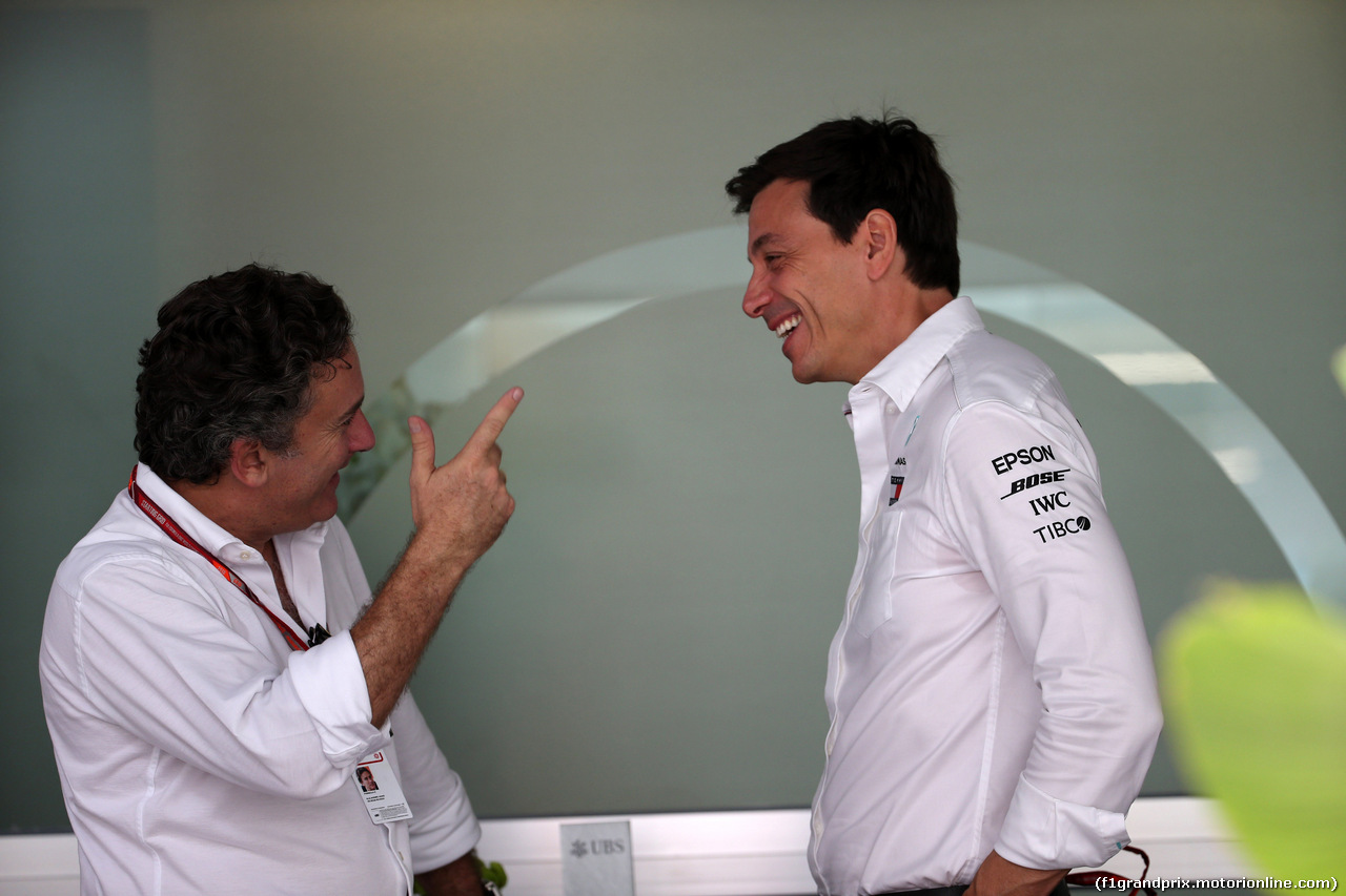 GP SINGAPORE, 15.09.2018 - Alejandro Agag (ESP) CEO Formula E e Toto Wolff (GER) Mercedes AMG F1 Shareholder e Executive Director
