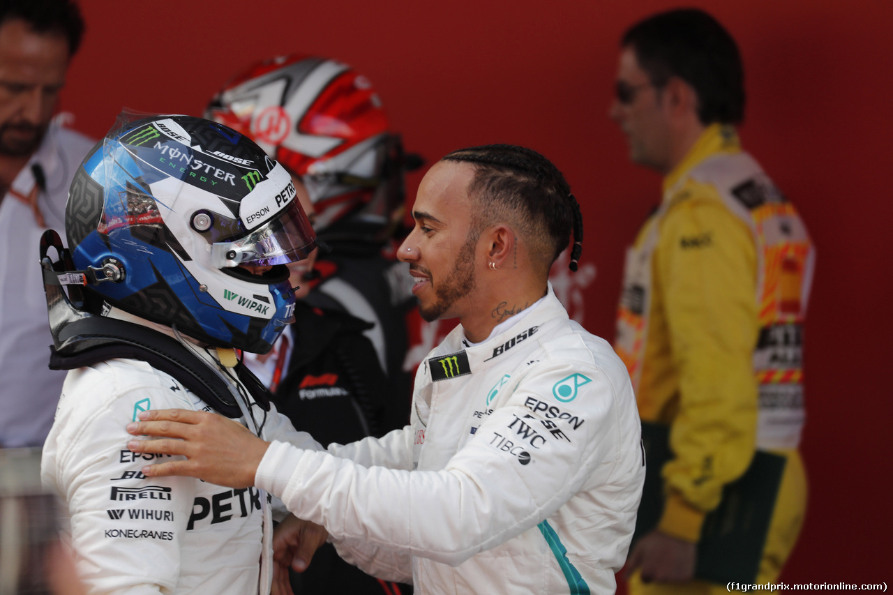 GP SPAGNA, 13.05.2018 - Gara, 2nd place Valtteri Bottas (FIN) Mercedes AMG F1 W09 e Lewis Hamilton (GBR) Mercedes AMG F1 W09 vincitore