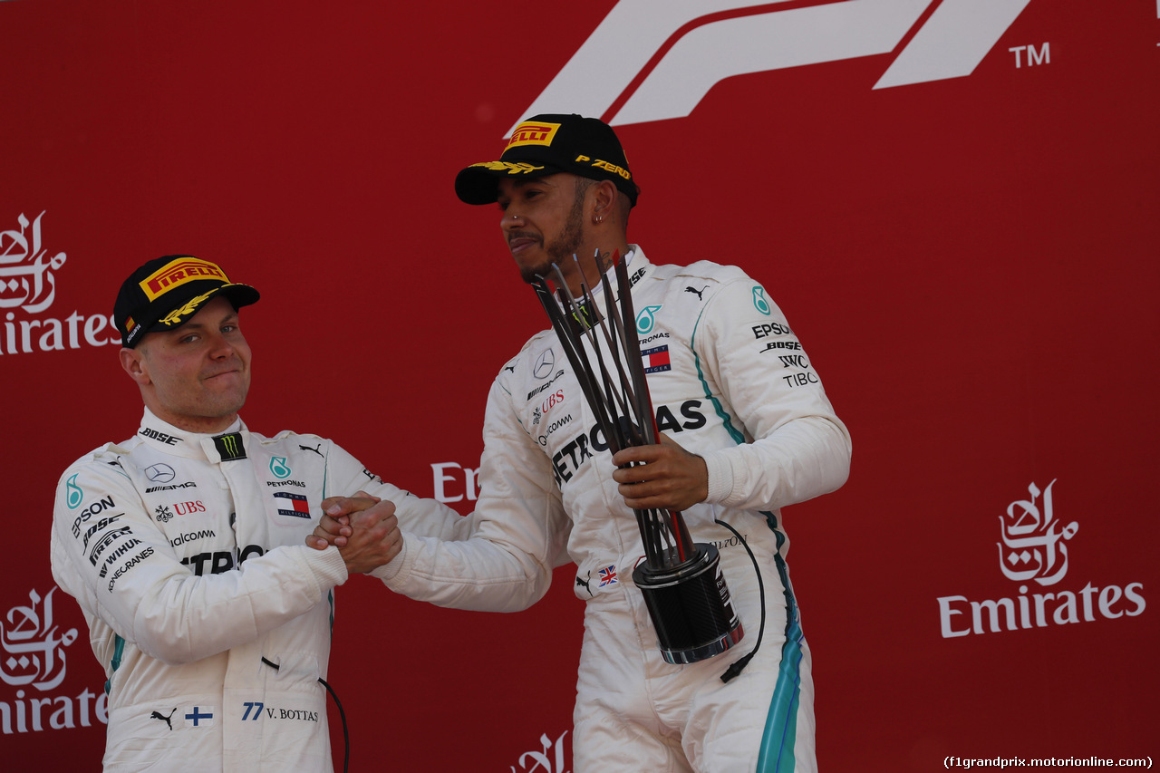 GP SPAGNA, 13.05.2018 - Gara, 2nd place Valtteri Bottas (FIN) Mercedes AMG F1 W09 e Lewis Hamilton (GBR) Mercedes AMG F1 W09 vincitore