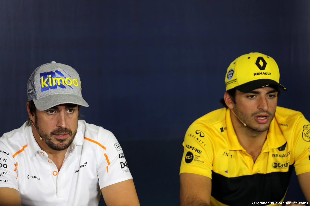 GP SPAGNA, 10.05.2018 - Conferenza Stampa, Fernando Alonso (ESP) McLaren MCL33 e Carlos Sainz Jr (ESP) Renault Sport F1 Team RS18