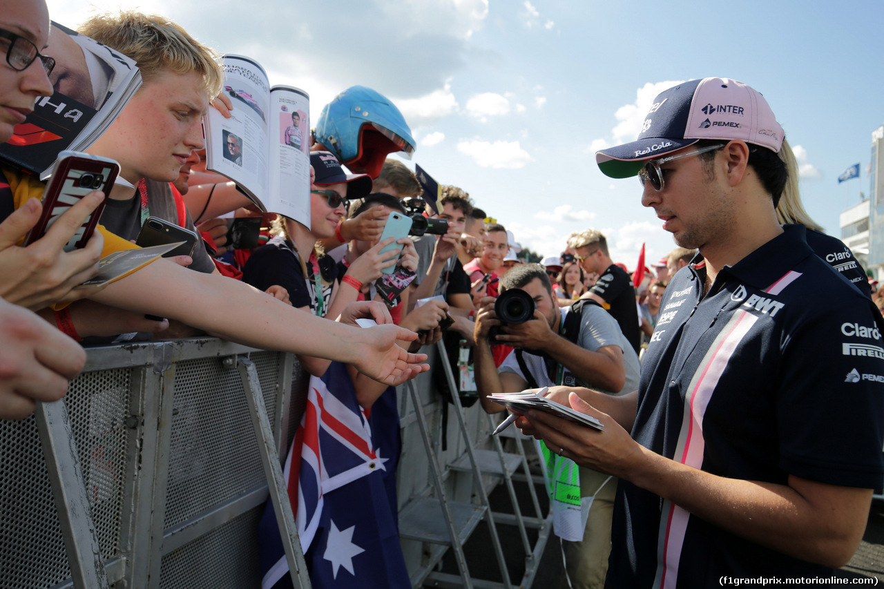 GP UNGHERIA, 26.07.2018 - Autograph session, Sergio Perez (MEX) Sahara Force India F1 VJM011