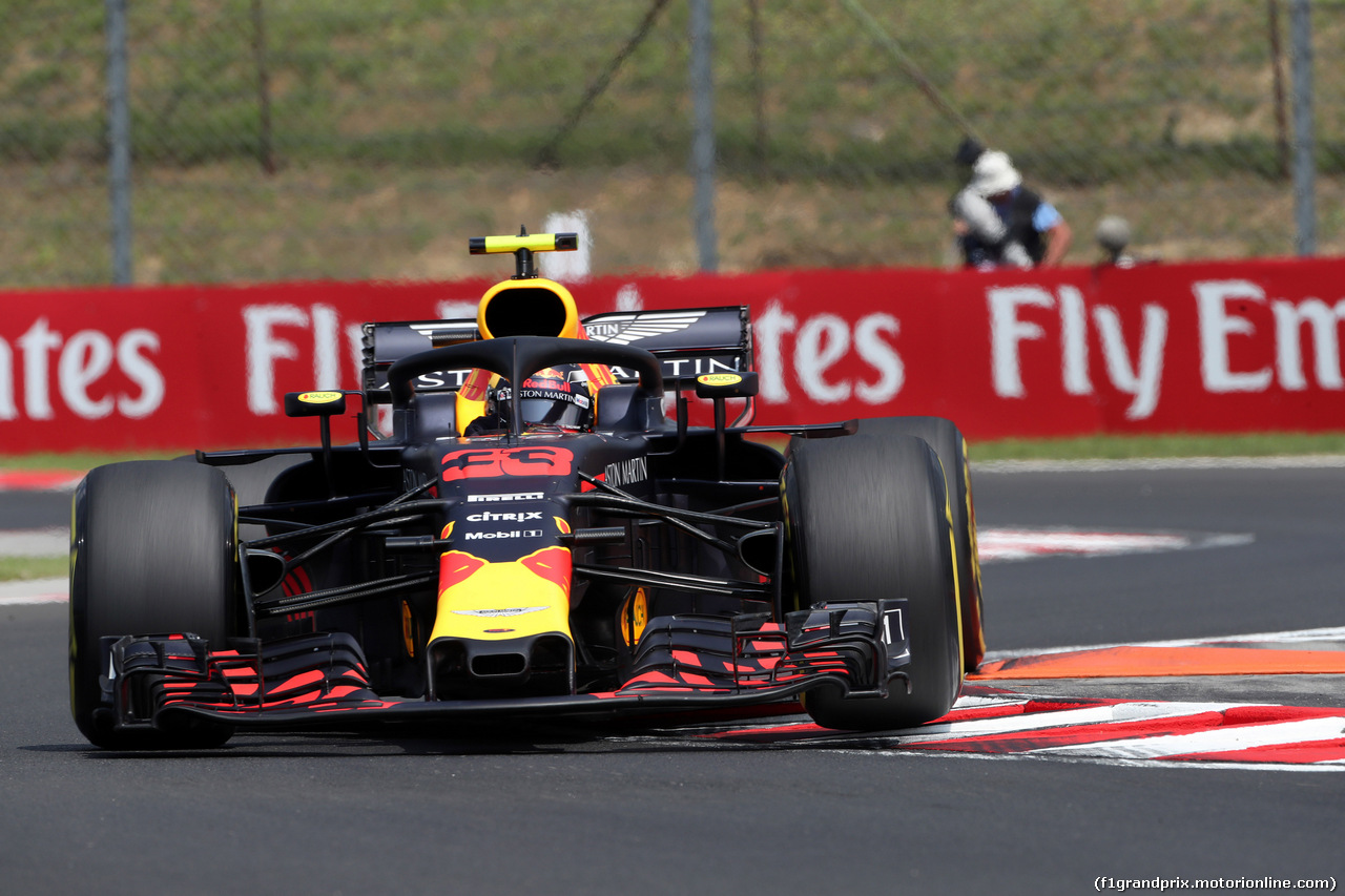 GP UNGHERIA, 27.07.2018 - Prove Libere 1, Max Verstappen (NED) Red Bull Racing RB14