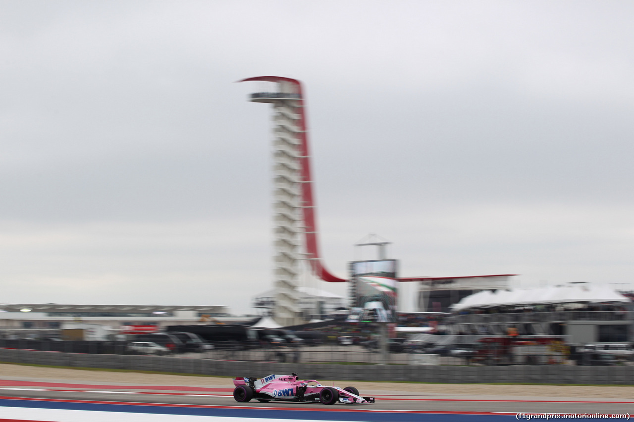 GP USA, 20.10.2018- Prove Libere 3, Sergio Perez (MEX) Racing Point Force India F1 VJM11
