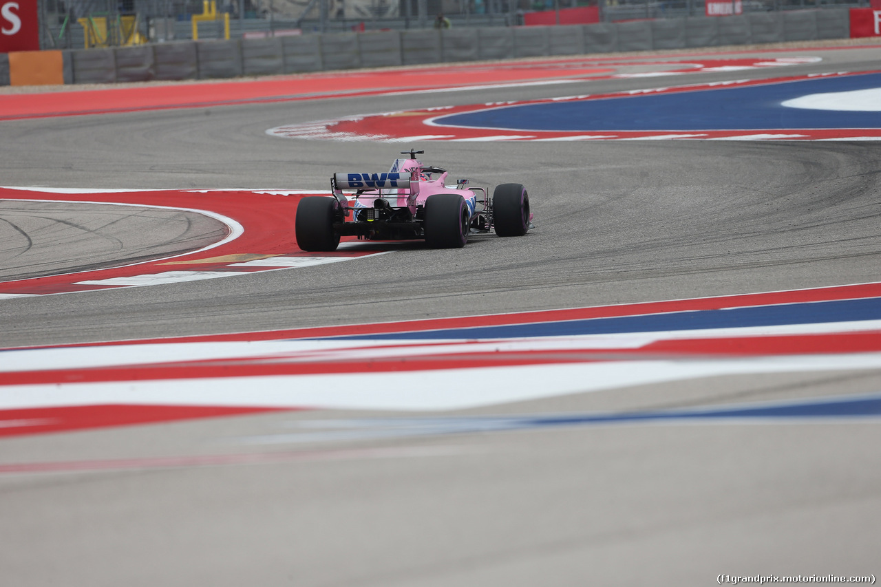 GP USA, 20.10.2018- Prove Libere 3, Sergio Perez (MEX) Racing Point Force India F1 VJM11