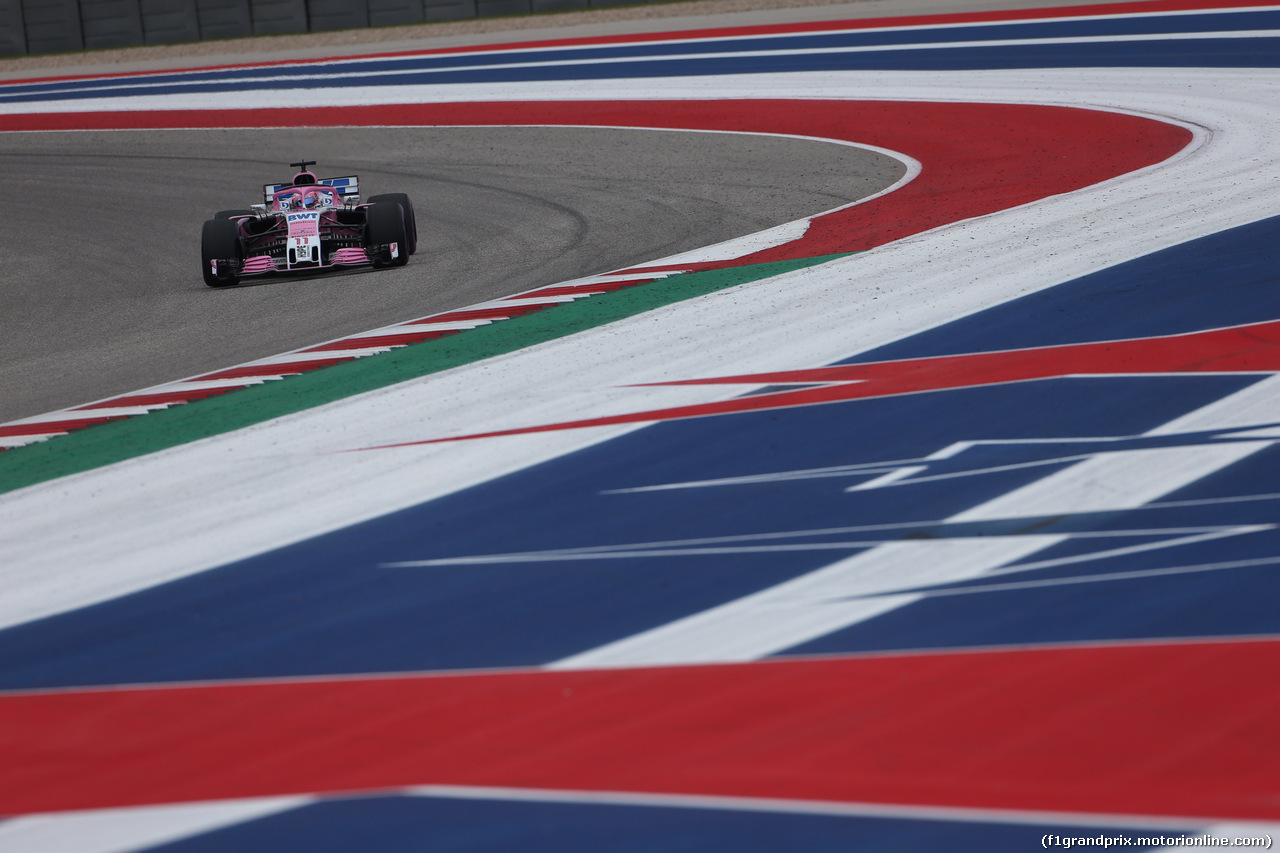 GP USA, 20.10.2018- Prove Libere 3, Sergio Perez (MEX) Racing Point Force India F1 VJM11