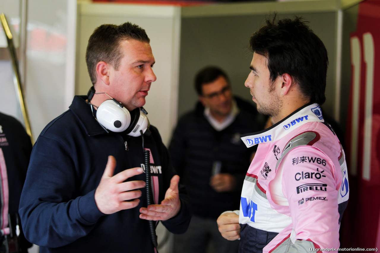 TEST F1 BARCELLONA 1 MARZO, Sergio Perez (MEX) Sahara Force India F1.
01.03.2018.