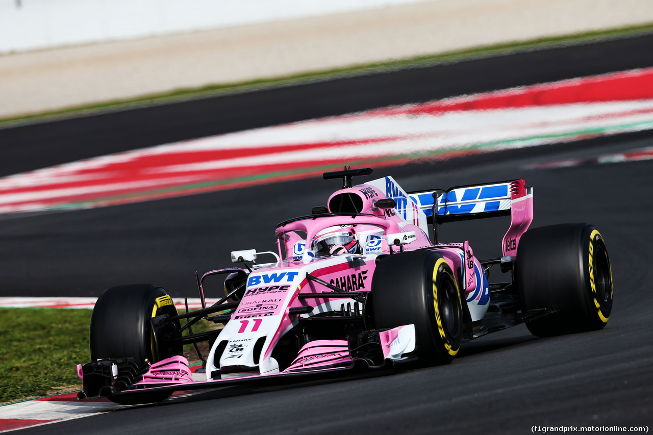 TEST F1 BARCELLONA 1 MARZO, Sergio Perez (MEX) Sahara Force India F1 VJM11.
01.03.2018.