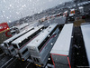 TEST F1 BARCELLONA 28 FEBBRAIO, Sahara Force India F1 Team trucks in the paddock with snow.
28.02.2018.