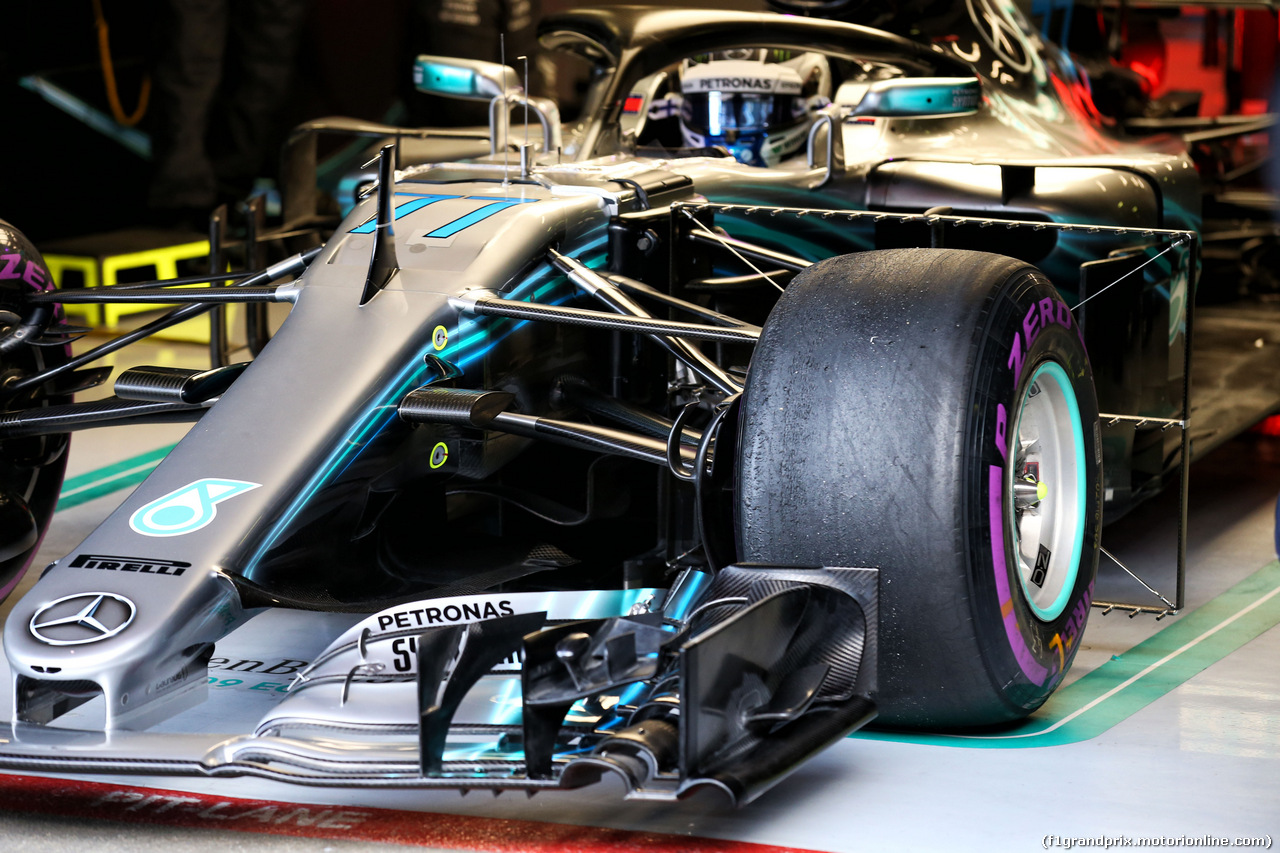 TEST F1 BARCELLONA 8 MARZO, Valtteri Bottas (FIN) Mercedes AMG F1 W09 - front wing, front suspension e brake duct detail.
08.03.2018.