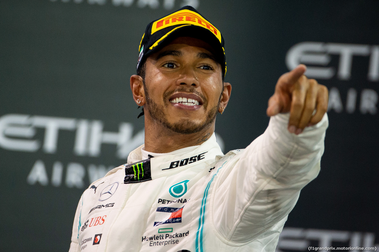 GP ABU DHABI, Gara winner Lewis Hamilton (GBR) Mercedes AMG F1 celebrates on the podium.
01.12.2019.