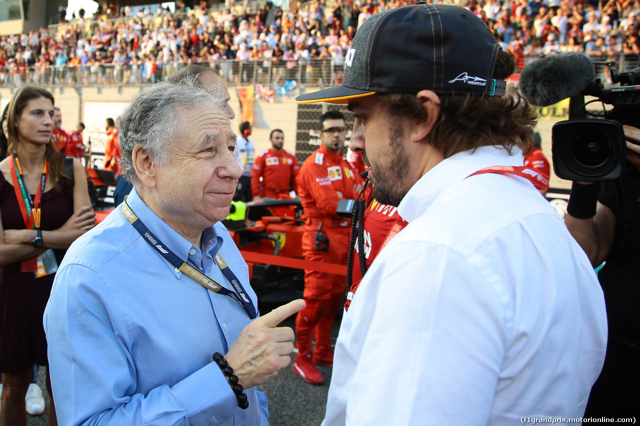 GP ABU DHABI, 01.12.2019 - Gara, Jean Todt (FRA), President FIA e Fernando Alonso (ESP)