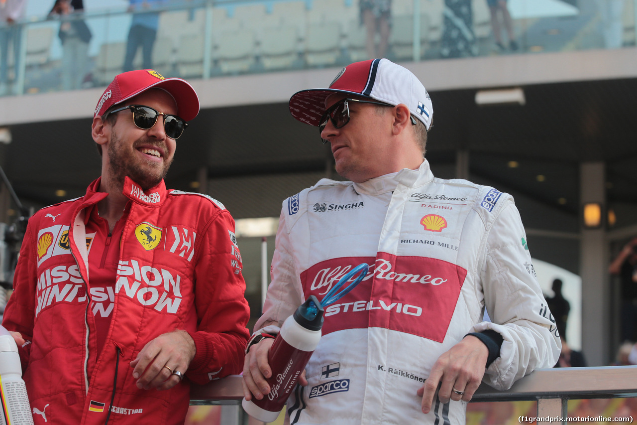 GP ABU DHABI, 01.12.2019 - Gara, Sebastian Vettel (GER) Ferrari SF90 e Kimi Raikkonen (FIN) Alfa Romeo Racing C38