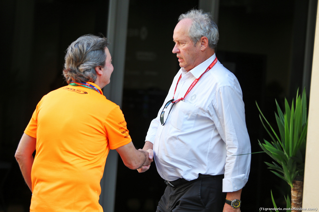 GP ABU DHABI, Adrian Campos (ESP) Campos Racing Boss with Jerome Stoll (FRA) Renault Sport F1 President.
29.11.2019.