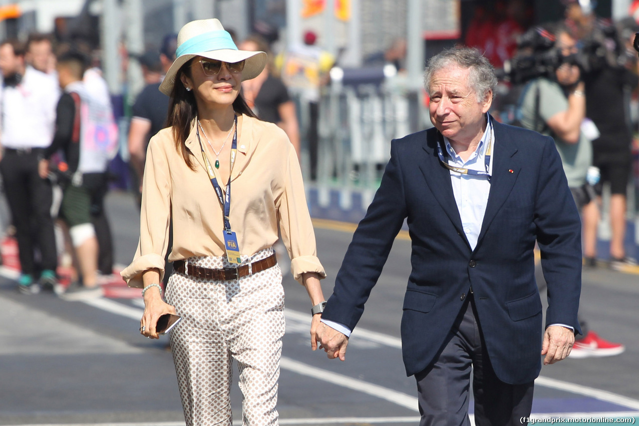 GP AUSTRALIA, 17.03.2019- race: The grid, Jean Todt (FRA) Fia President e sua moglie Michelle Yeoh (MYL)