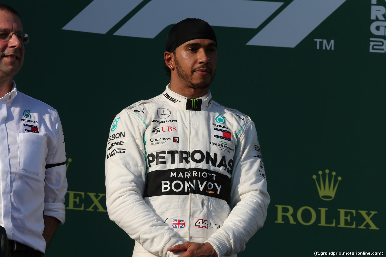 GP AUSTRALIA, 17.03.2019- Podium, 2nd place Lewis Hamilton (GBR) Mercedes AMG F1 W10 EQ Power
