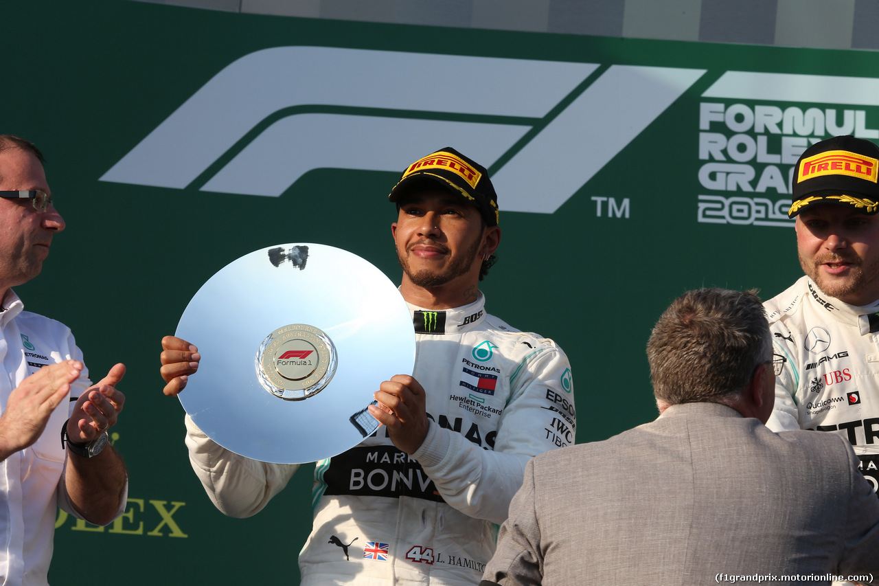 GP AUSTRALIA, 17.03.2019- Podium, 2nd place Lewis Hamilton (GBR) Mercedes AMG F1 W10 EQ Power