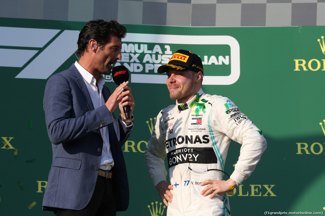 GP AUSTRALIA, 17.03.2019- Podium, winner Valtteri Bottas (FIN) Mercedes AMG F1 W10 EQ Powerand Mark Webber (AUS)