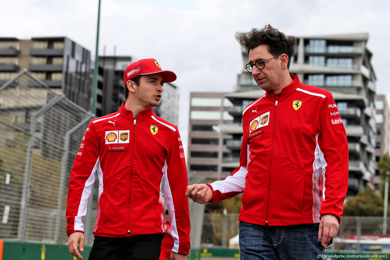 GP AUSTRALIA, (L to R): Charles Leclerc (MON) Ferrari walks the circuit with Mattia Binotto (ITA) Ferrari Team Principal.
13.03.2019.