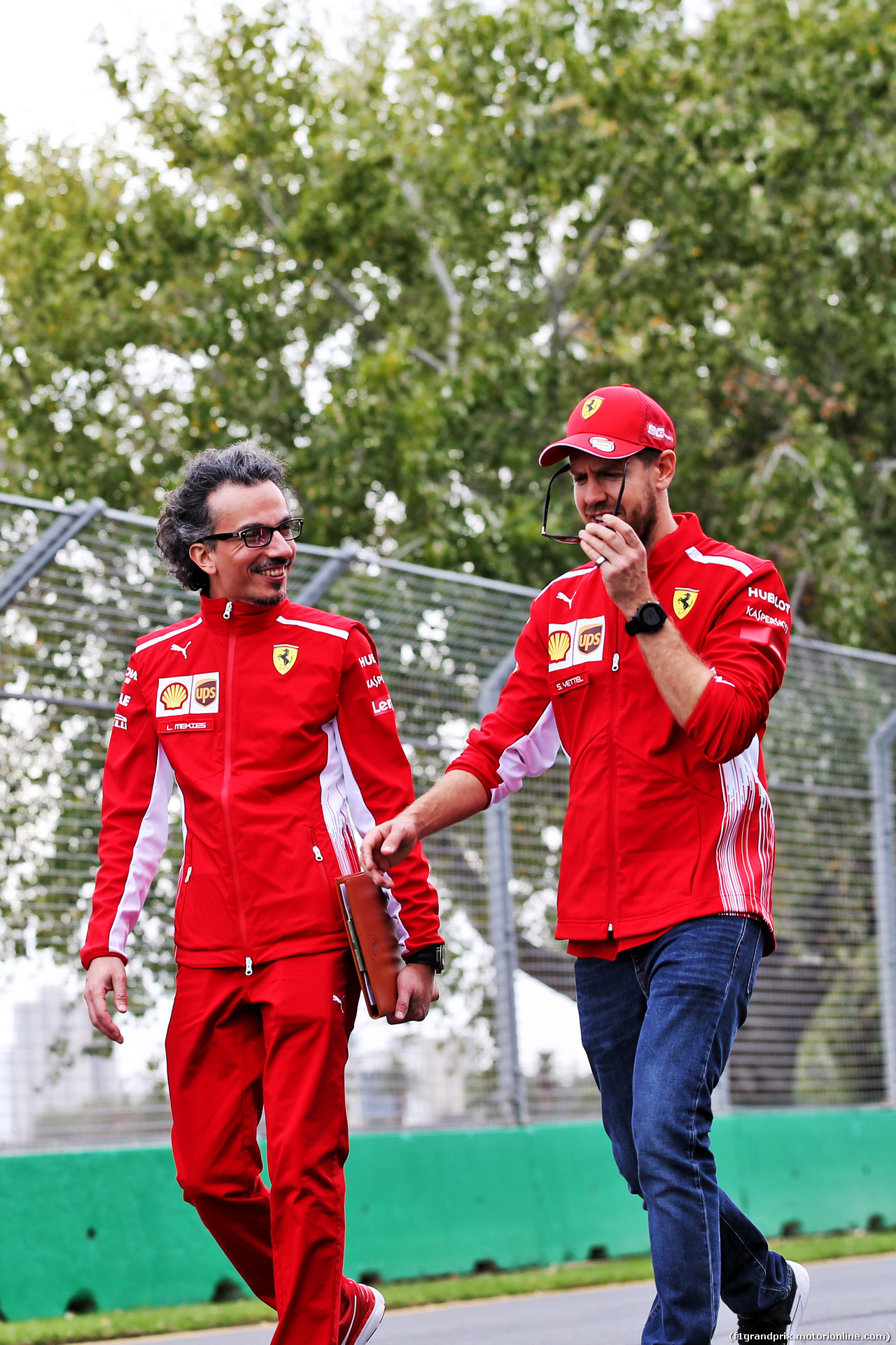 GP AUSTRALIA, Sebastian Vettel (GER) Ferrari walks the circuit with Laurent Mekies (FRA) Ferrari Sporting Director.
13.03.2019.