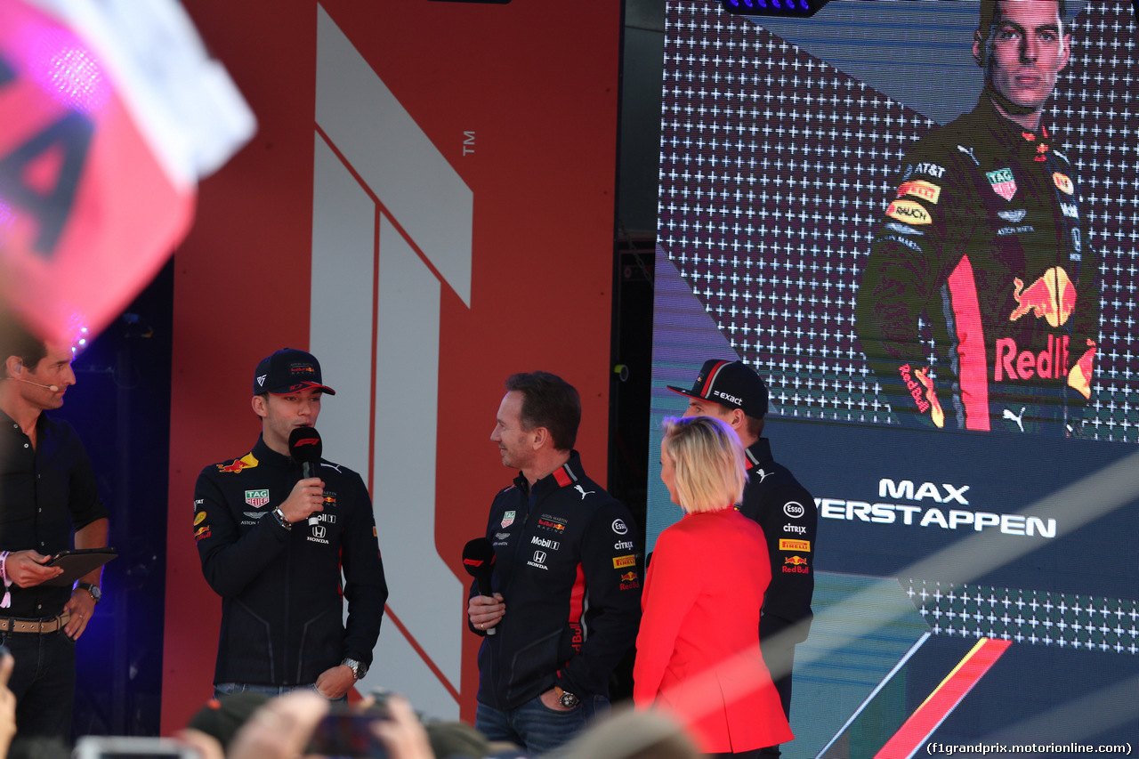 GP AUSTRALIA, 13.03.2019 - Season Launche Event  in Melbourne, L to R Pierre Gasly (FRA) Redbull Racing RB15, Christian Horner (GBR), Red Bull Racing, Sporting Director