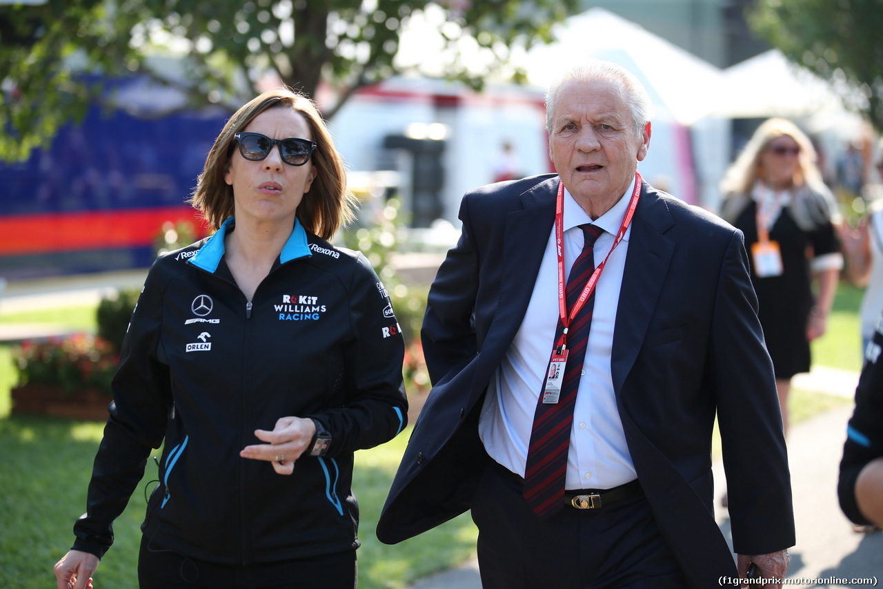 GP AUSTRALIA, 16.03.2019- Claire Williams (GBR) Williams Deputy Team Principal with Alan Jones (AUS) former F1 driver