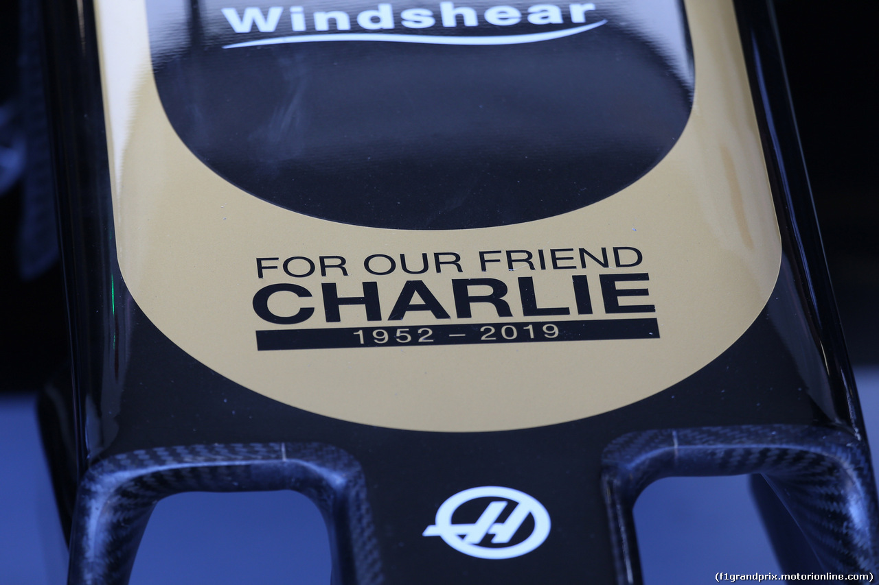 GP AUSTRALIA, 15.03.2019- free Practice 2, Haas F1 Team VF-19 in memory of Charlie Whiting (GBR), Gara director e Fia safety Delegate