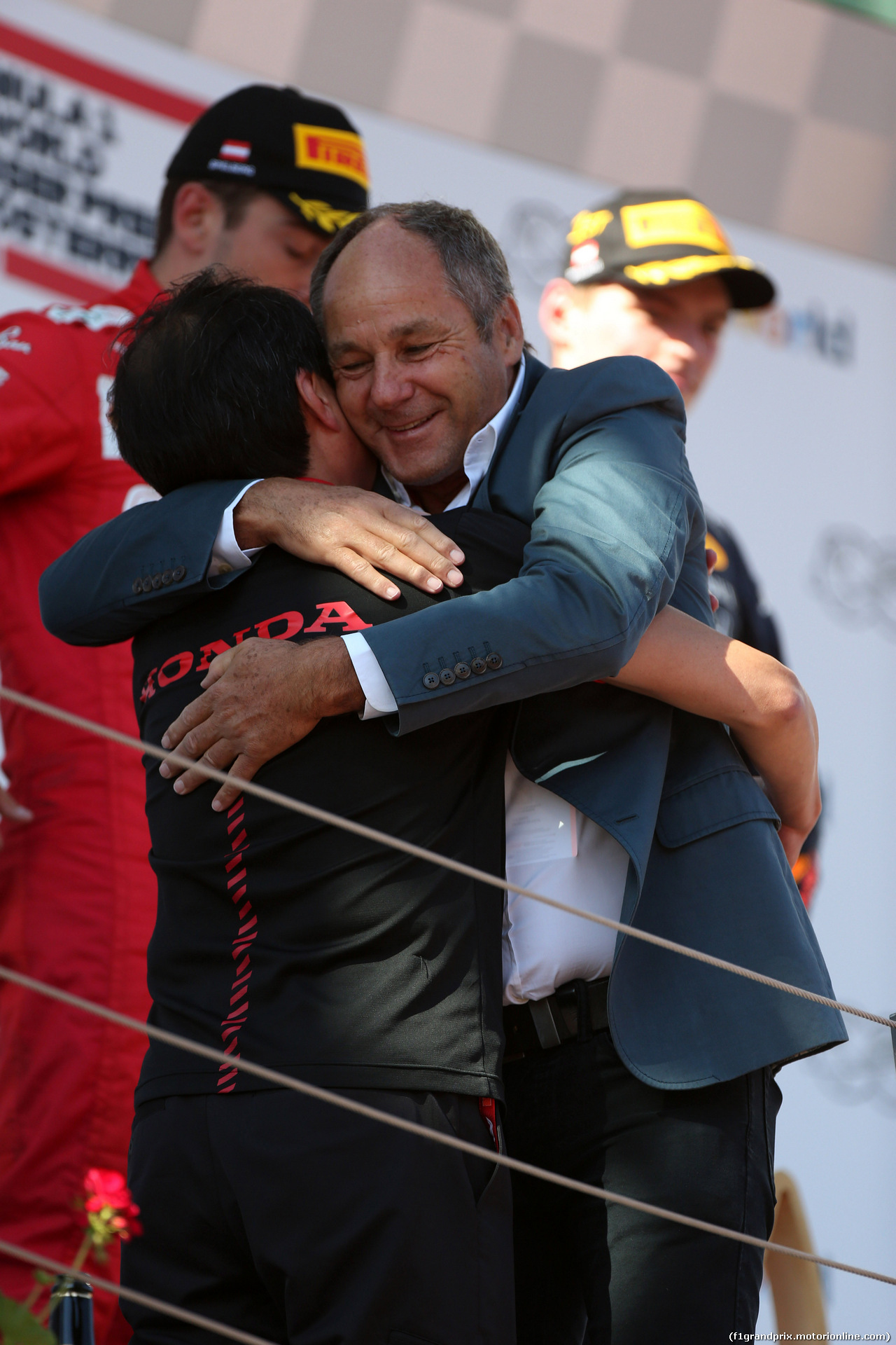 GP AUSTRIA, 30.06.2019 - Gara, Toyoharu Tanabe (JPN) Honda Racing F1 Technical Director e Gerard Berger (AUT)