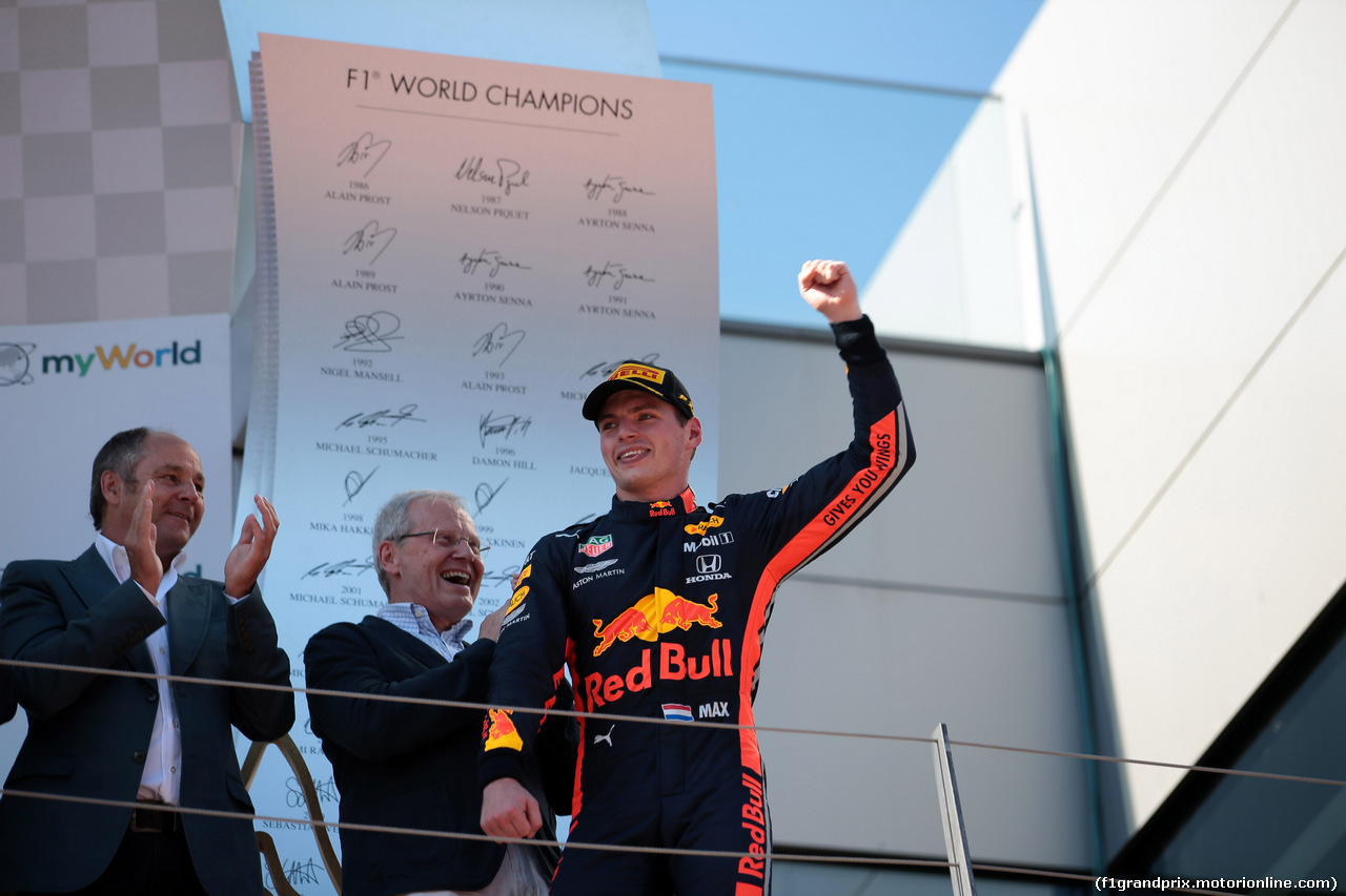 GP AUSTRIA, 30.06.2019 - Gara, Max Verstappen (NED) Red Bull Racing RB15 vincitore e Gerard Berger (AUT)