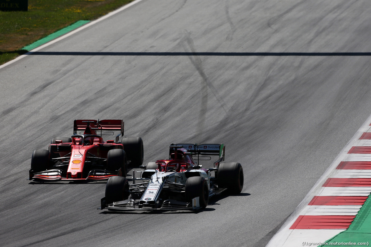 GP AUSTRIA, 30.06.2019 - Gara, Sebastian Vettel (GER) Ferrari SF90 e Kimi Raikkonen (FIN) Alfa Romeo Racing C38