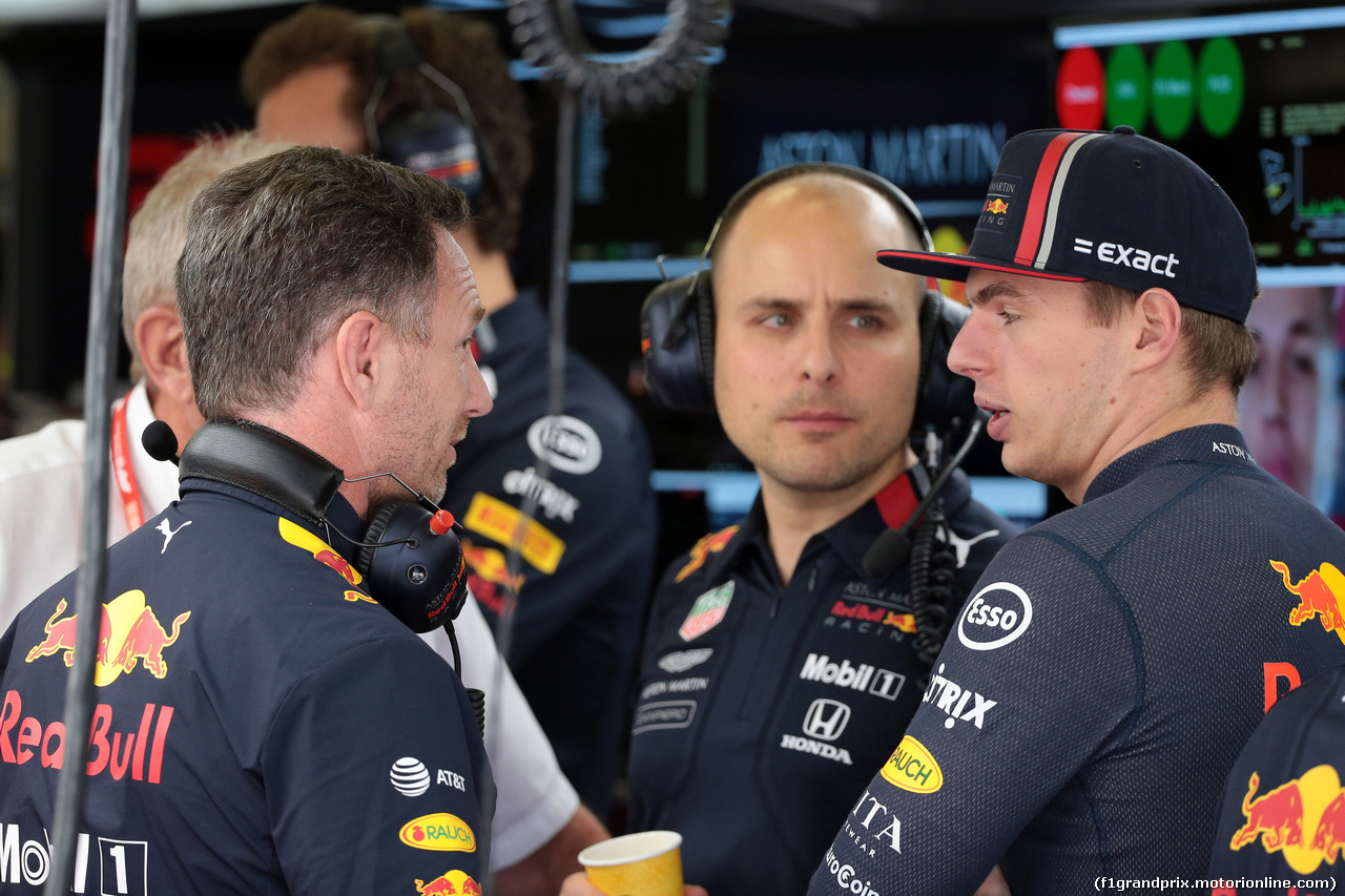 GP AUSTRIA, 28.06.2019 - Prove Libere 2, Christian Horner (GBR), Red Bull Racing Team Principal e Max Verstappen (NED) Red Bull Racing RB15