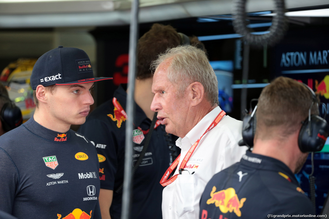 GP AUSTRIA, 28.06.2019 - Prove Libere 2, Max Verstappen (NED) Red Bull Racing RB15 e Helmut Marko (AUT), Red Bull Racing, Red Bull Advisor