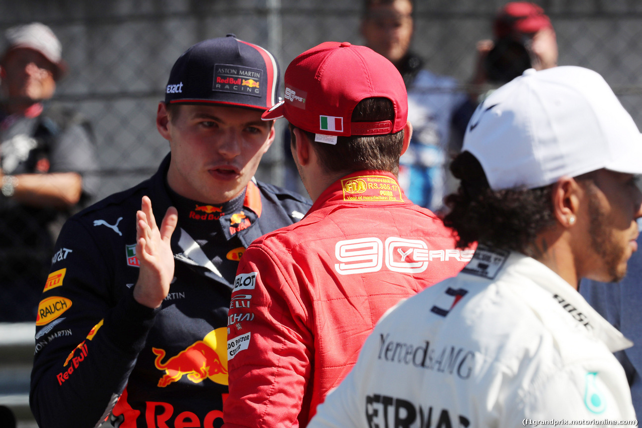 GP AUSTRIA, 29.06.2019 - Qualifiche, 3rd place Max Verstappen (NED) Red Bull Racing RB15 e Charles Leclerc (MON) Ferrari SF90 pole position