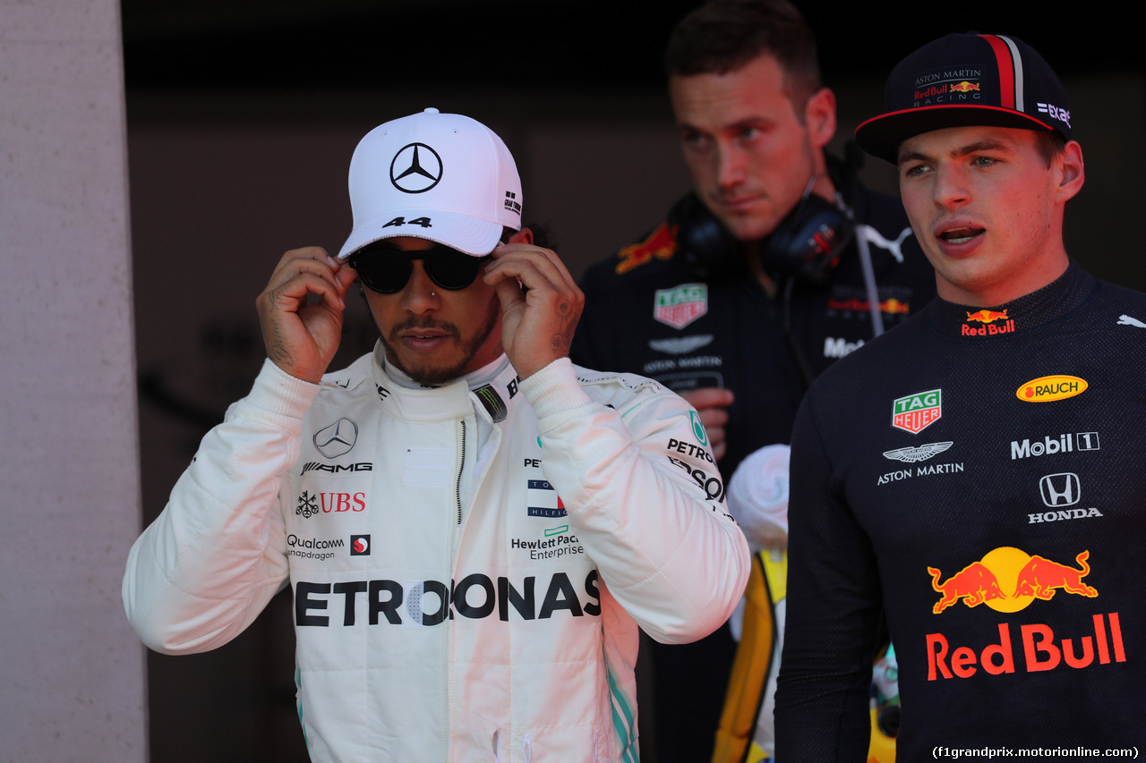 GP AUSTRIA, 29.06.2019 - Qualifiche, Lewis Hamilton (GBR) Mercedes AMG F1 W10 e Max Verstappen (NED) Red Bull Racing RB15