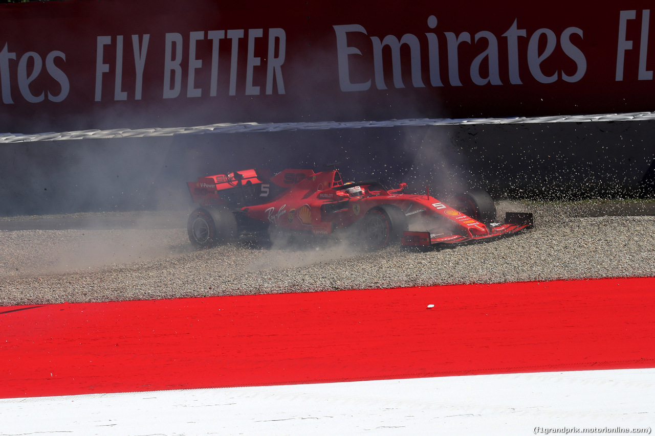 GP AUSTRIA, 28.06.2019 - Prove Libere 2, Sebastian Vettel (GER) Ferrari SF90 off track