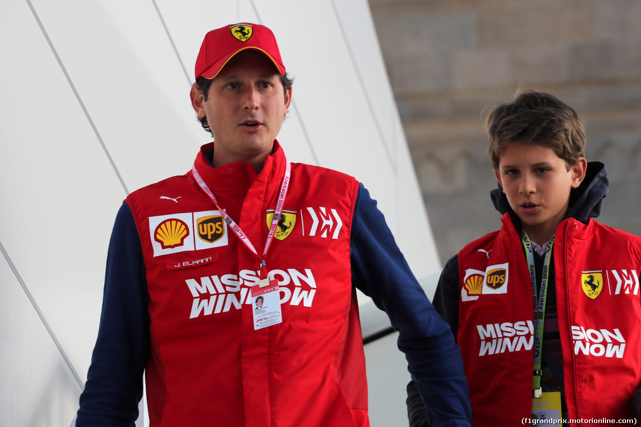 GP AZERBAIJAN, 27.04.2019 - Qualifiche, John Elkann (ITA), President Ferrari with his son Oceano.