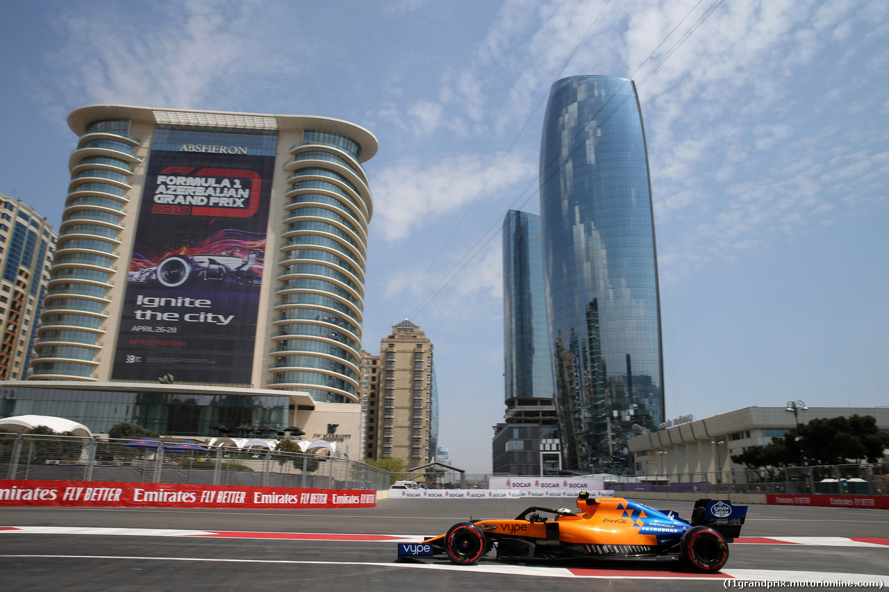 GP AZERBAIJAN, 26.04.2019 - Prove Libere 1, Lando Norris (GBR) Mclaren F1 Team MCL34