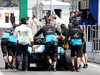 GP AZERBAIJAN, 26.04.2019 - Free Practice 1, The Williams Racing FW42 of George Russell (GBR) Williams Racing is returned back to the pits after it hit a manhole cover in the first practice session