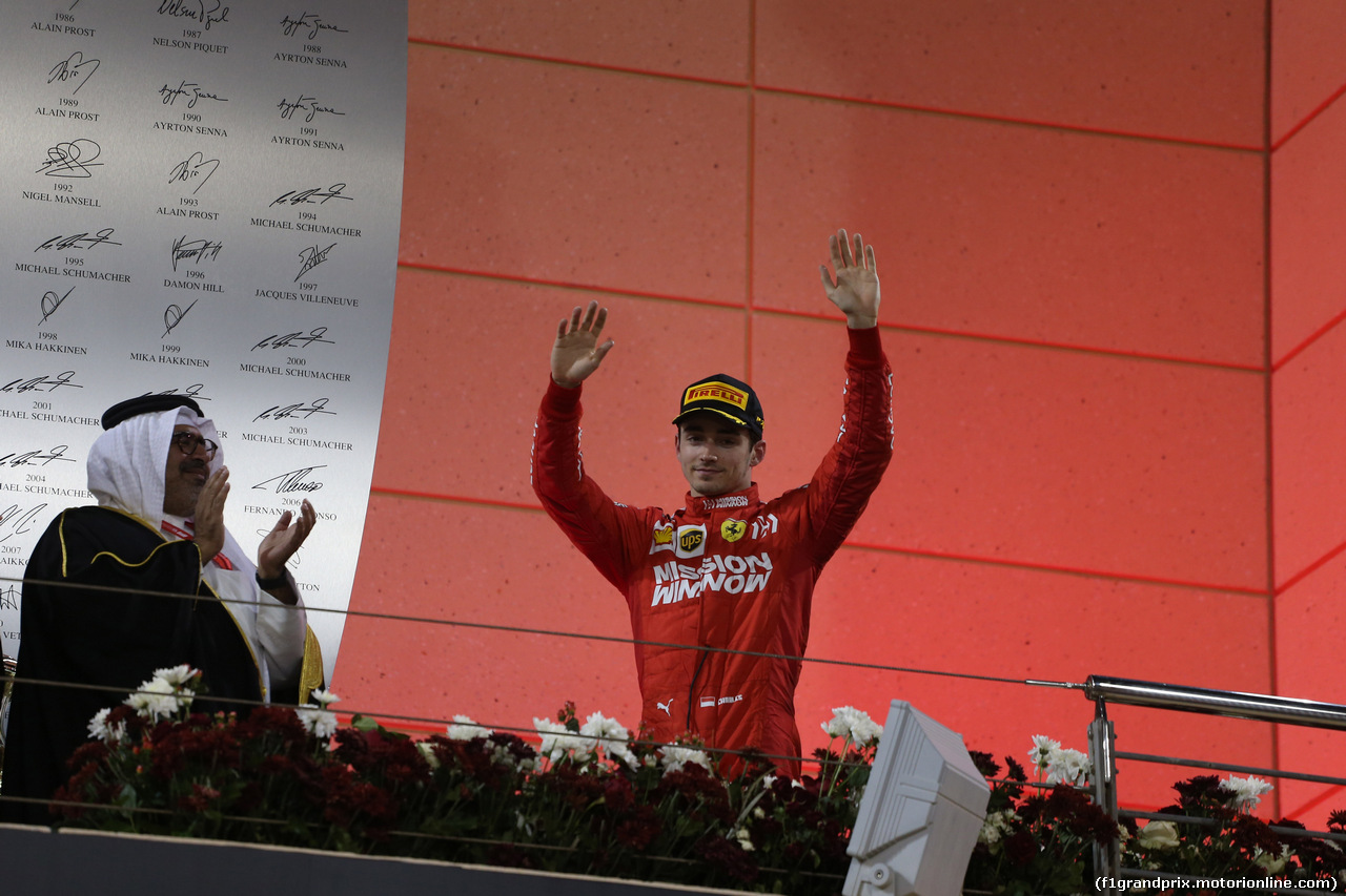 GP BAHRAIN, 31.03.2019- Podium, 3rd place Charles Leclerc (MON) Ferrari SF90