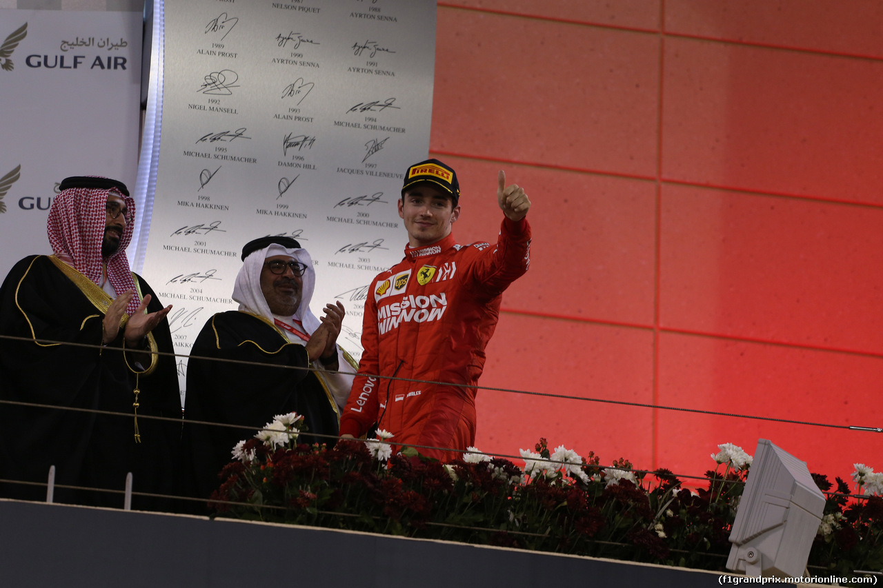 GP BAHRAIN, 31.03.2019- Podium, 3rd place Charles Leclerc (MON) Ferrari SF90