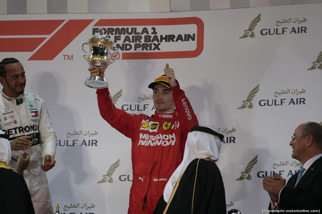 GP BAHRAIN, 31.03.2019- podium, 3rd place Charles Leclerc (MON) Ferrari SF90