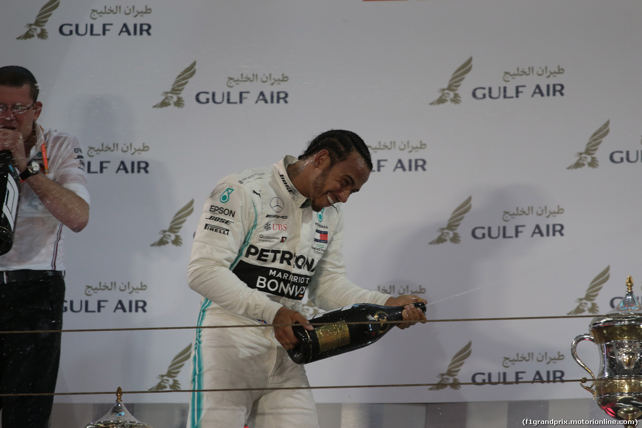 GP BAHRAIN, 31.03.2019- podium, winner Lewis Hamilton (GBR) Mercedes AMG F1 W10 EQ Power